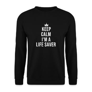 Keep Calm Ich bin ein Lebensretter – EMT Paramedic Pride - Unisex Pullover - Schwarz - Vorne - Alina (178cm) & Michal (187cm)