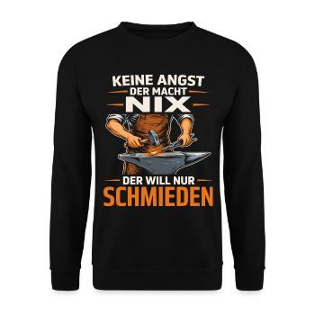 Angstfrei Schmieden Motiv - Unisex Pullover - Schwarz - Vorne - Alina (178cm) & Michal (187cm)
