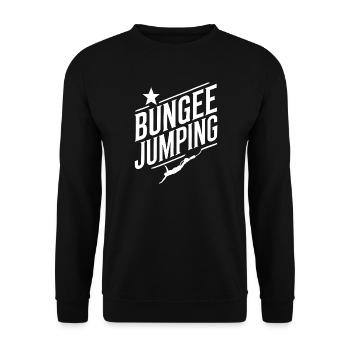  Bungee Jumper Geschenkidee, Bungy Jumps, Bungee - Unisex Pullover - Schwarz - Vorne - Alina (178cm) & Michal (187cm)