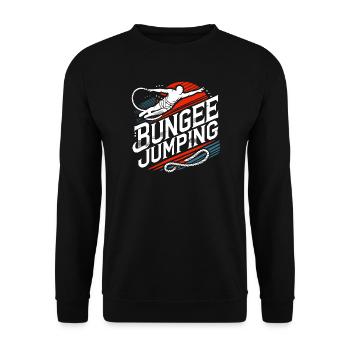  Bungee Jumper Geschenkidee, Bungy Jumps, Bungee - Unisex Pullover - Schwarz - Vorne - Alina (178cm) & Michal (187cm)