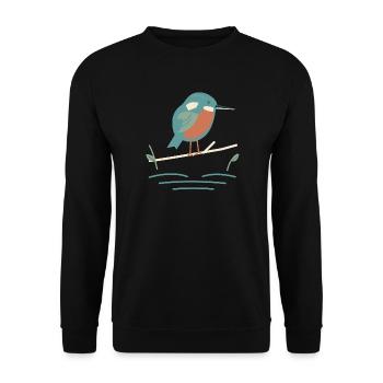 Eisvogel am Fluss - Unisex Pullover - Schwarz - Vorne - Alina (178cm) & Michal (187cm)