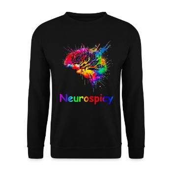 Neurospicy, farbenfrohe, ADHS-Autismus-Gehirn - Unisex Pullover - Schwarz - Vorne - Alina (178cm) & Michal (187cm)