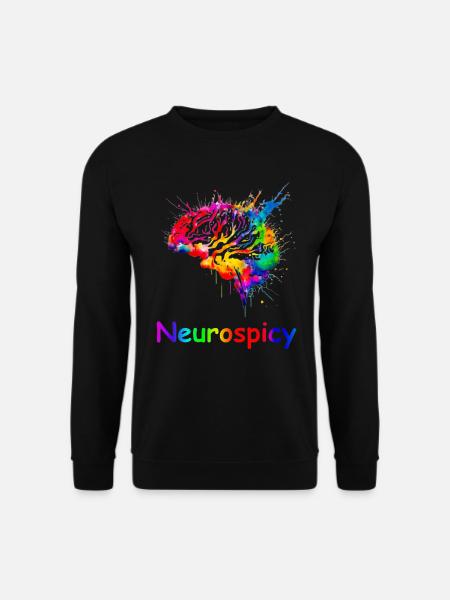 Neurospicy, farbenfrohe, ADHS-Autismus-Gehirn - Unisex Pullover - Schwarz