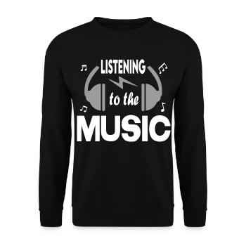 Listening to the Music Headphone DJ Kopfhörer - Unisex Pullover - Schwarz - Vorne - Alina (178cm) & Michal (187cm)