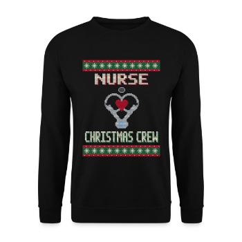 Nurse Christmas Crew - Pflege Weihnachten - Unisex Pullover - Schwarz - Vorne - Alina (178cm) & Michal (187cm)