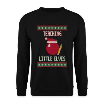 Teaching Little Elves - Lehrerin Weihnachten - Unisex Pullover - Schwarz - Vorne - Alina (178cm) & Michal (187cm)
