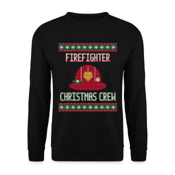 Firefighter Christmas Crew - Feuerwehr - Unisex Pullover - Schwarz - Vorne - Alina (178cm) & Michal (187cm)