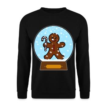 Lebkuchenmann Schneekugel Design - Unisex Pullover - Schwarz - Vorne - Alina (178cm) & Michal (187cm)