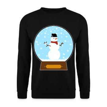 Schneemann in Schneekugel - Unisex Pullover - Schwarz - Vorne - Alina (178cm) & Michal (187cm)