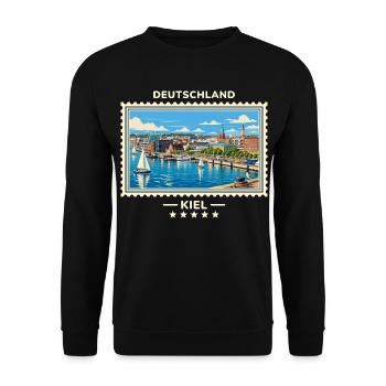 Deutschland Kiel Vintage Reisemarke - Unisex Pullover - Schwarz - Vorne - Alina (178cm) & Michal (187cm)