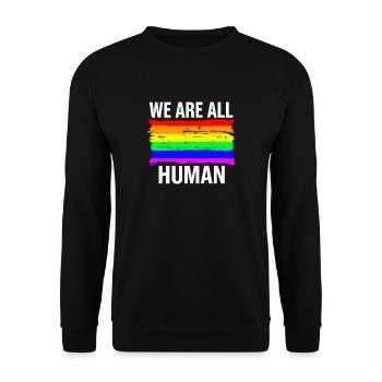We Are All Human - Unisex Pullover - Schwarz - Vorne - Alina (178cm) & Michal (187cm)