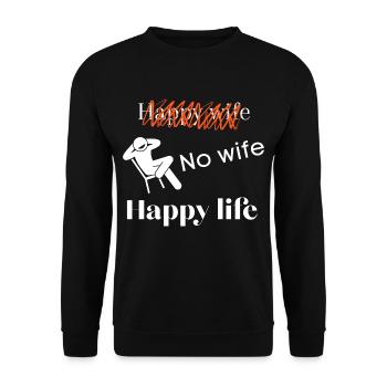Keine Ehefrau, glückliches Leben, geschieden und glücklich - Unisex Pullover - Schwarz - Vorne - Alina (178cm) & Michal (187cm)