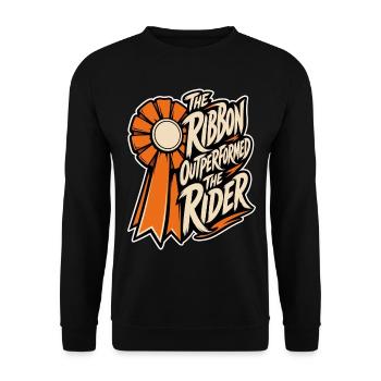 Reiterhumor – The Ribbon Outperformed the Rider - Unisex Pullover - Schwarz - Vorne - Alina (178cm) & Michal (187cm)