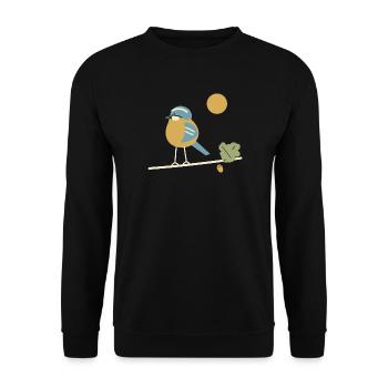 Blaumeise und Eicheln - Unisex Pullover - Schwarz - Vorne - Alina (178cm) & Michal (187cm)