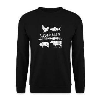 Lebewesen Lebensmittel  - Unisex Pullover - Schwarz - Vorne - Alina (178cm) & Michal (187cm)