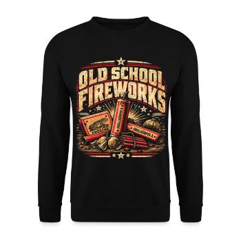 Old School Fireworks - Unisex Pullover - Schwarz - Vorne - Alina (178cm) & Michal (187cm)