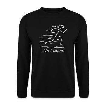 Stay Liquid - Lustiges Strichmännchen Design - Unisex Pullover - Schwarz - Vorne - Alina (178cm) & Michal (187cm)