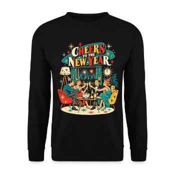 Cheers to the New Year - Unisex Pullover - Schwarz - Vorne - Alina (178cm) & Michal (187cm)