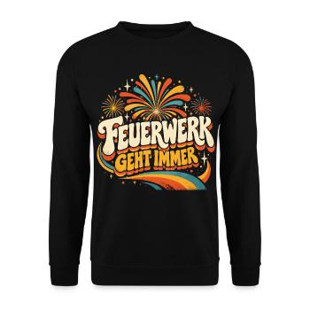 Feuerwerk geht immer – Retro Pyro - Unisex Pullover - Schwarz - Vorne - Alina (178cm) & Michal (187cm)