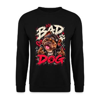 Bad Dog Street Bulldog - Unisex Pullover - Schwarz - Vorne - Alina (178cm) & Michal (187cm)