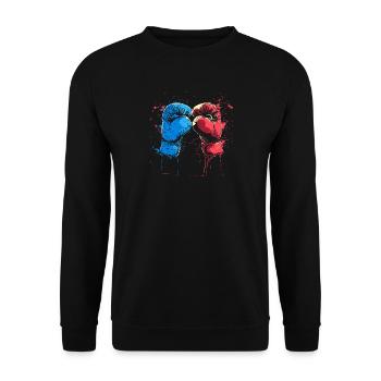 Kickboxhandschuhe Grafik - Unisex Pullover - Schwarz - Vorne - Alina (178cm) & Michal (187cm)