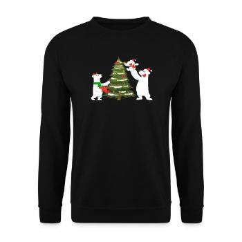 Eis-Weihnachtsbaumbären - Unisex Pullover - Schwarz - Vorne - Alina (178cm) & Michal (187cm)