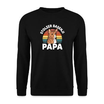 Stolzer Basenji Papa - Unisex Pullover - Schwarz - Vorne - Alina (178cm) & Michal (187cm)