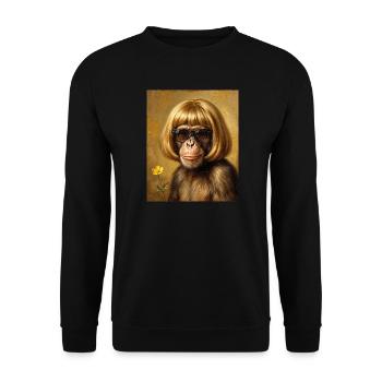 Lustiger Affe Bob Haarschnitt - Unisex Pullover - Schwarz - Vorne - Alina (178cm) & Michal (187cm)
