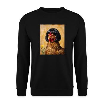 Lustiges Huhn Bob Haarschnitt - Unisex Pullover - Schwarz - Vorne - Alina (178cm) & Michal (187cm)