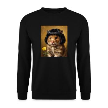 Lustiger Hamster Bob Haarschnitt - Unisex Pullover - Schwarz - Vorne - Alina (178cm) & Michal (187cm)