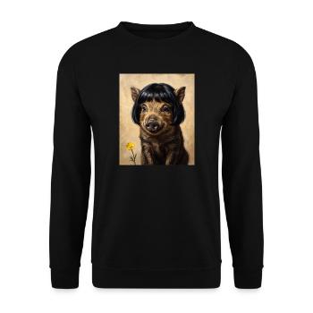 Lustiger Frischling Bob Haarschnitt - Unisex Pullover - Schwarz - Vorne - Alina (178cm) & Michal (187cm)