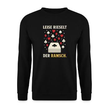 Leise rieselt der Ramsch – Skat Weihnachten - Unisex Pullover - Schwarz - Vorne - Alina (178cm) & Michal (187cm)
