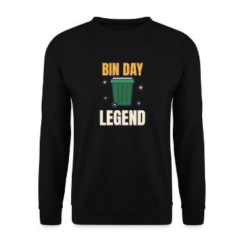 Bin Day Legend Lustiger britischer Wheelie-Bin - Unisex Pullover - Schwarz - Vorne - Alina (178cm) & Michal (187cm)
