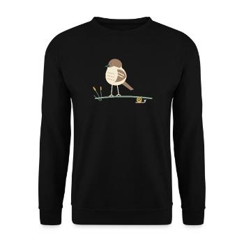 Lieddrossel und die Schnecke - Unisex Pullover - Schwarz - Vorne - Alina (178cm) & Michal (187cm)