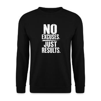 Kein Aufschub Nur Ergebnisse - Unisex Pullover - Schwarz - Vorne - Alina (178cm) & Michal (187cm)