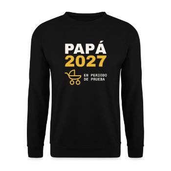 Papa 2027 - Unisex Pullover - Schwarz - Vorne - Alina (178cm) & Michal (187cm)