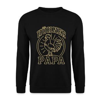 Hühner Papa Hühnerbesitzer Landwirt - Unisex Pullover - Schwarz - Vorne - Alina (178cm) & Michal (187cm)