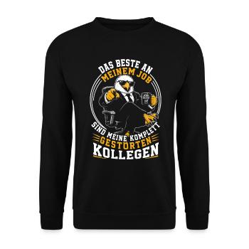 Das Beste am Job gestörte Kollegen - Unisex Pullover - Schwarz - Vorne - Alina (178cm) & Michal (187cm)
