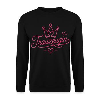 Trauzeugin Krone Hochzeit Braut - Unisex Pullover - Schwarz - Vorne - Alina (178cm) & Michal (187cm)