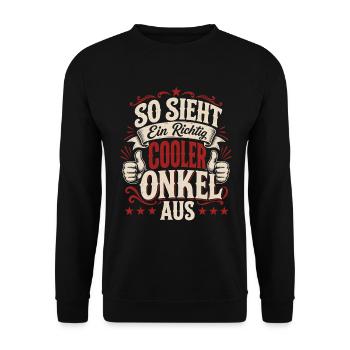 So sieht ein cooler Onkel aus - Unisex Pullover - Schwarz - Vorne - Alina (178cm) & Michal (187cm)