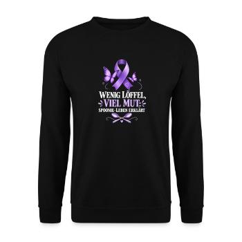 WENIG LÖFFEL, VIEL MUT: SPOONIE-LEBEN ERKLÄRT - Unisex Pullover - Schwarz - Vorne - Alina (178cm) & Michal (187cm)
