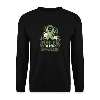 Fühlen ist keine Schwäche – Mentale Gesundheit - Unisex Pullover - Schwarz - Vorne - Alina (178cm) & Michal (187cm)