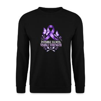 INVISIBLE ILLNESS, VISIBLE STRENGTH – Spoonie - Unisex Pullover - Schwarz - Vorne - Alina (178cm) & Michal (187cm)