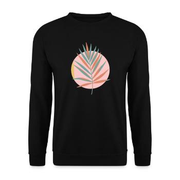 Boho-Tropenpalmenblatt-Ästhetik - Unisex Pullover - Schwarz - Vorne - Alina (178cm) & Michal (187cm)