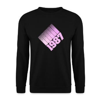 Papa 1987 - Unisex Pullover - Schwarz - Vorne - Alina (178cm) & Michal (187cm)