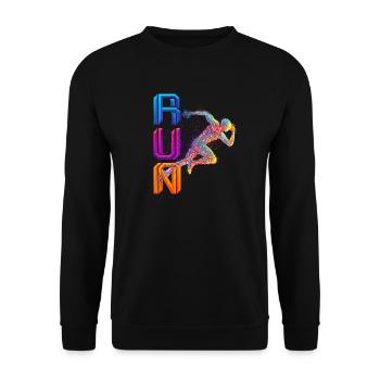 RUN - buntes Läufer Motiv - Unisex Pullover - Schwarz - Vorne - Alina (178cm) & Michal (187cm)