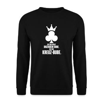 Nicht irgendein Bube ich bin Kreuz-Bube – Skat - Unisex Pullover - Schwarz - Vorne - Alina (178cm) & Michal (187cm)