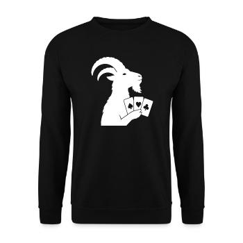 Bock auf Karten – Doppelkopf Bockrunde Skat - Unisex Pullover - Schwarz - Vorne - Alina (178cm) & Michal (187cm)