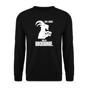 Null Bock nur auf Bockrunde – Doppelkopf Spruch - Unisex Pullover - Schwarz - Vorne - Alina (178cm) & Michal (187cm)