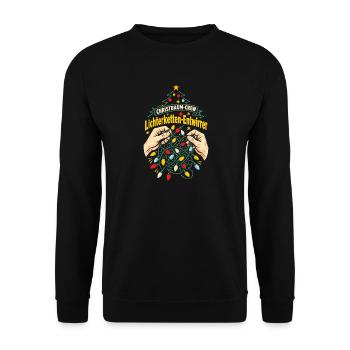 Christbaum-Crew Lichterkette - Unisex Pullover - Schwarz - Vorne - Alina (178cm) & Michal (187cm)
